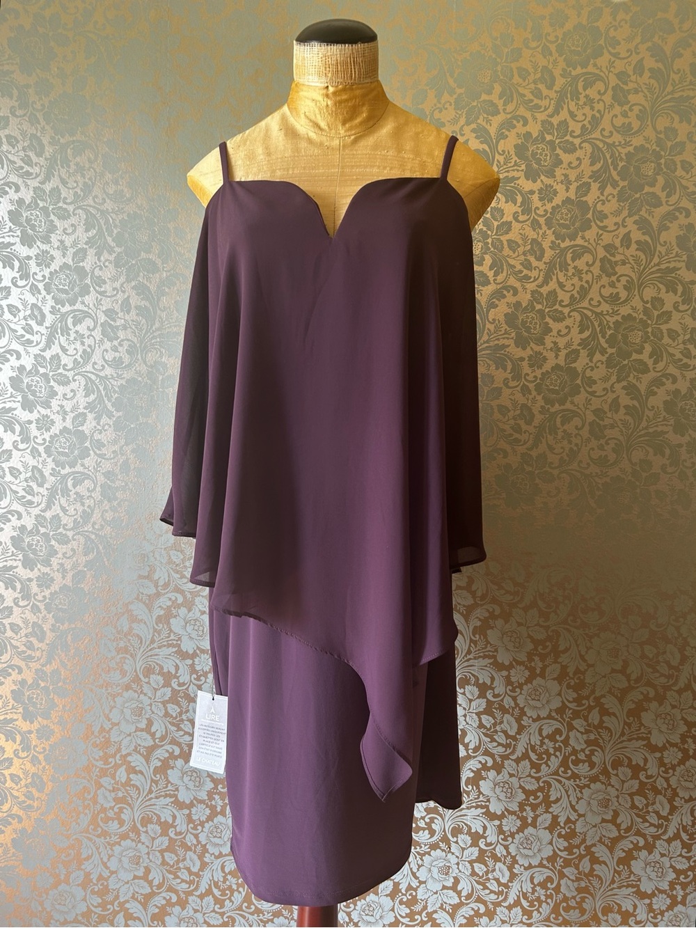 le château Plum Layered Asymmetric Slip Dress
